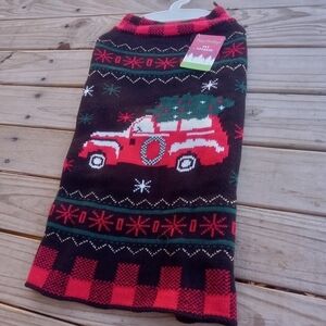 New Christmas Dog Sweater Size Large L Vintage Red Car